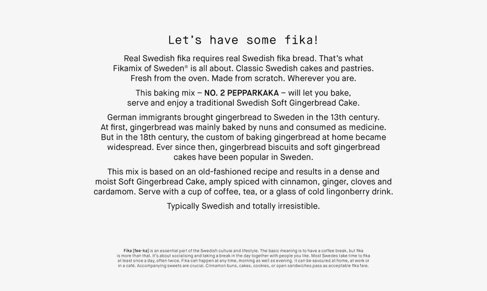 NO.2 Pepparkaka från Fikamix Of Sweden i vit förpackning
