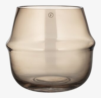 Bild av stilren och funktionell lykta/vas i bärnsten