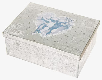 Bild av rektangulär låda med vintage och konstnärlig design