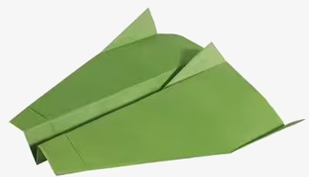 Bild av grönt origamiflygplan med skarpa linjer