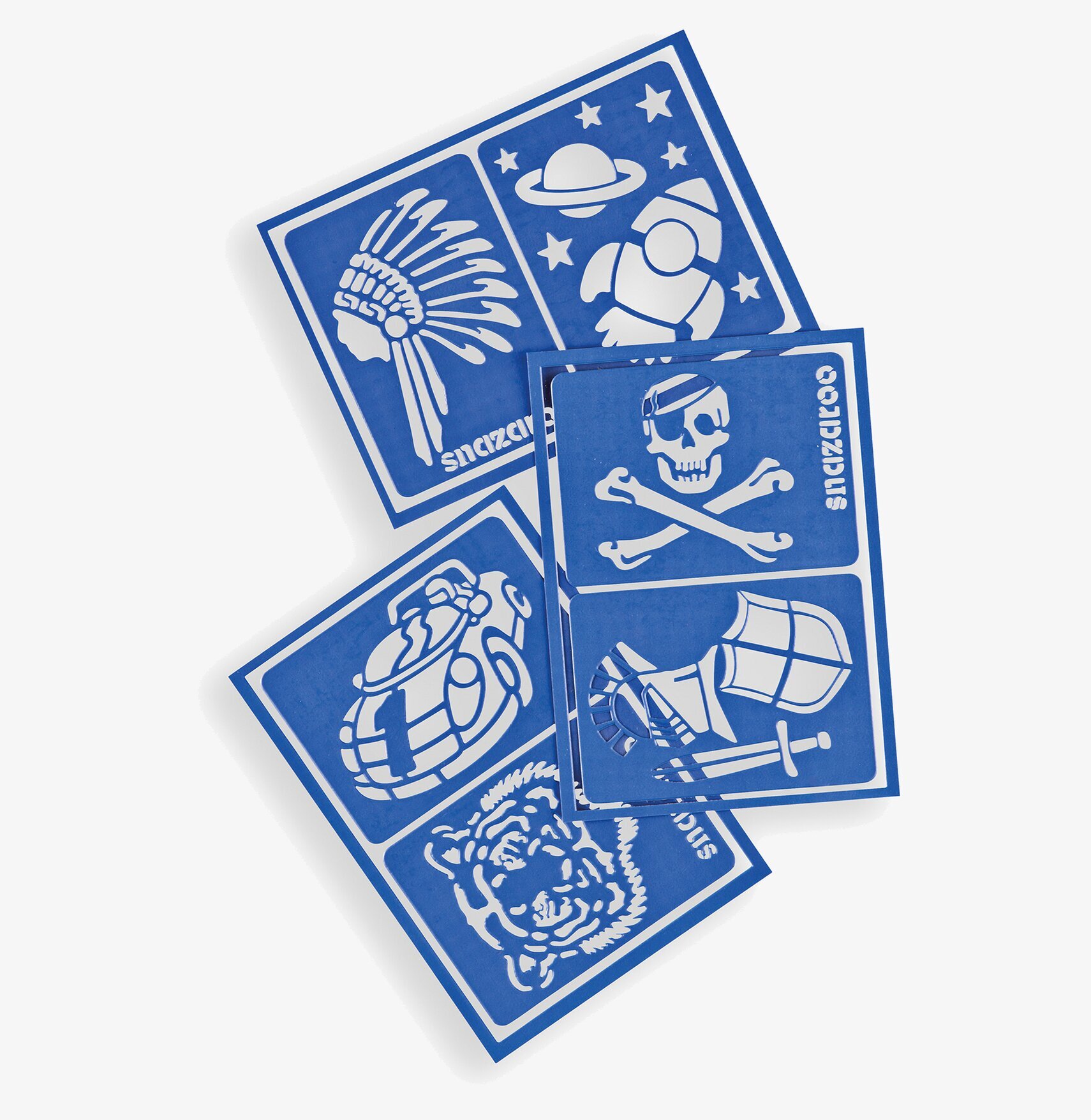 Schabloner Blå från Snazaroo med olika fantasifulla mönster