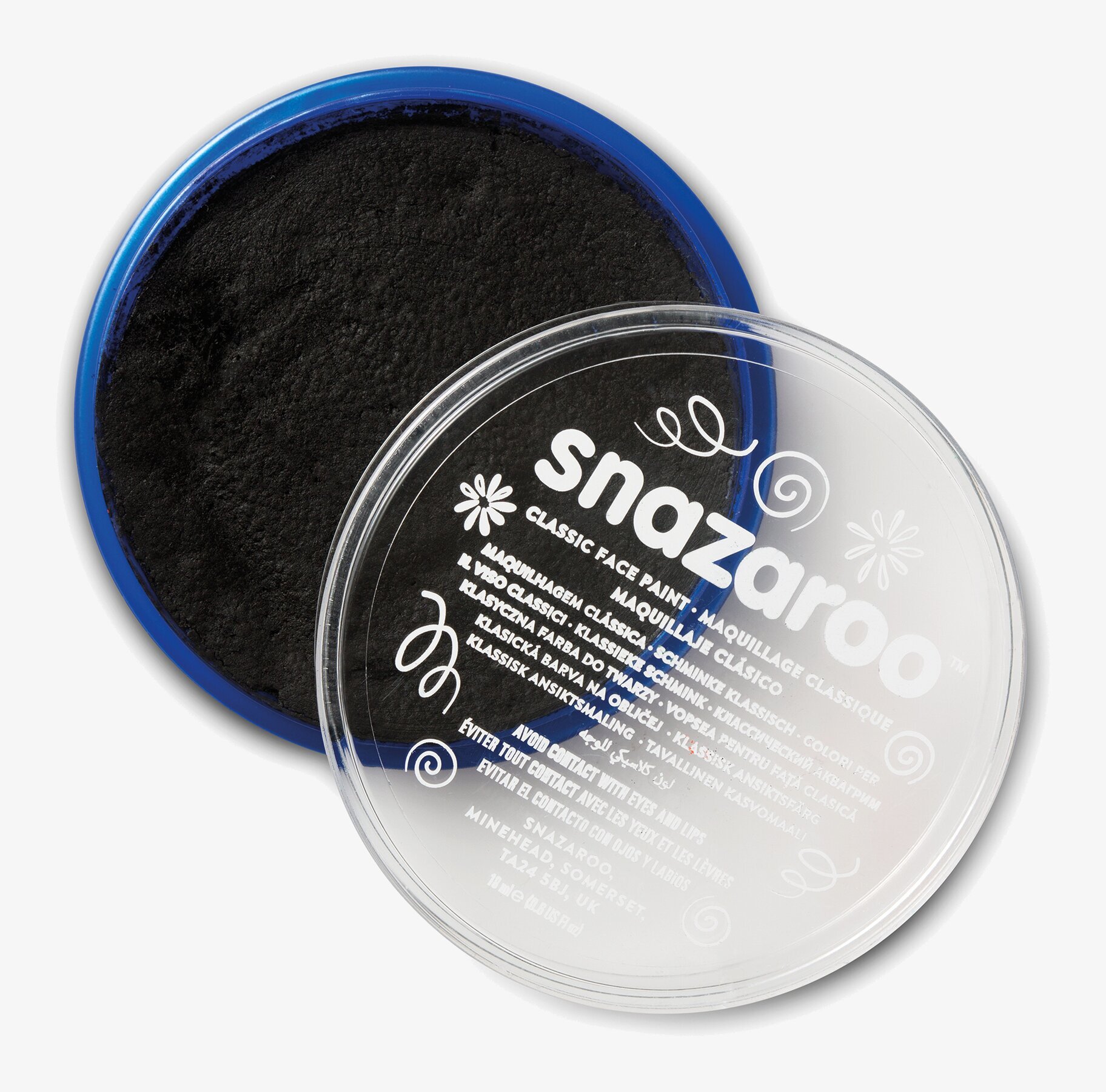 Ansiktsfärg Svart 18ml från Snazaroo i rund behållare