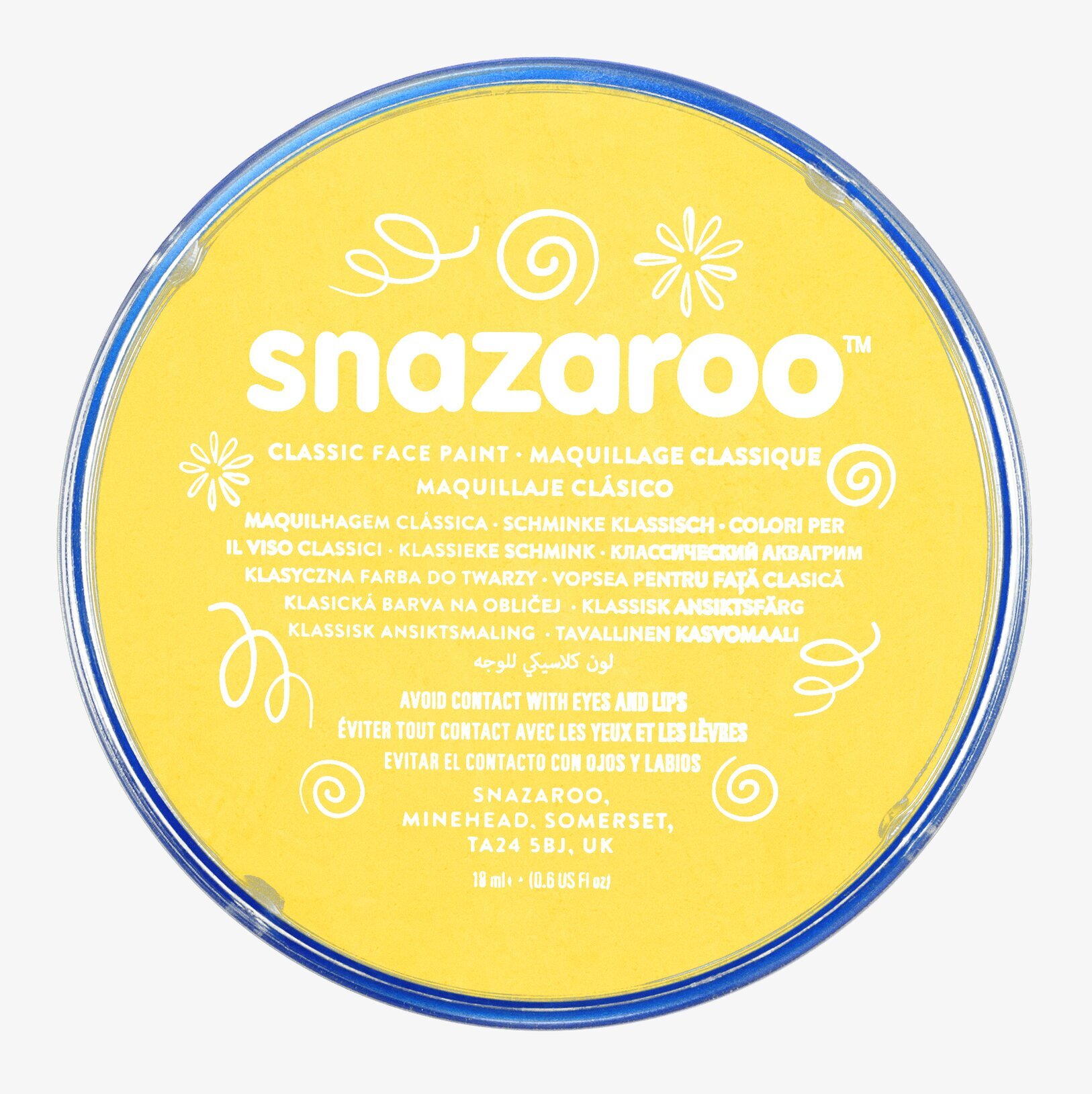 Ansiktsfärg Gul 18ml från Snazaroo i rund plastburk