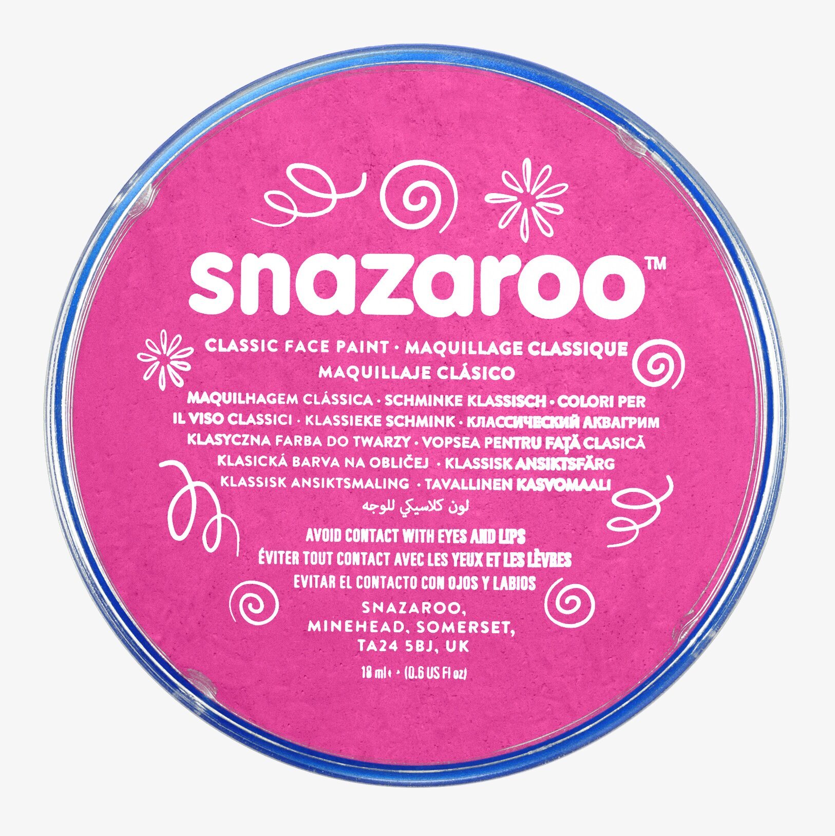 Ansiktsfärg Rosa 18ml från Snazaroo i genomskinlig burk