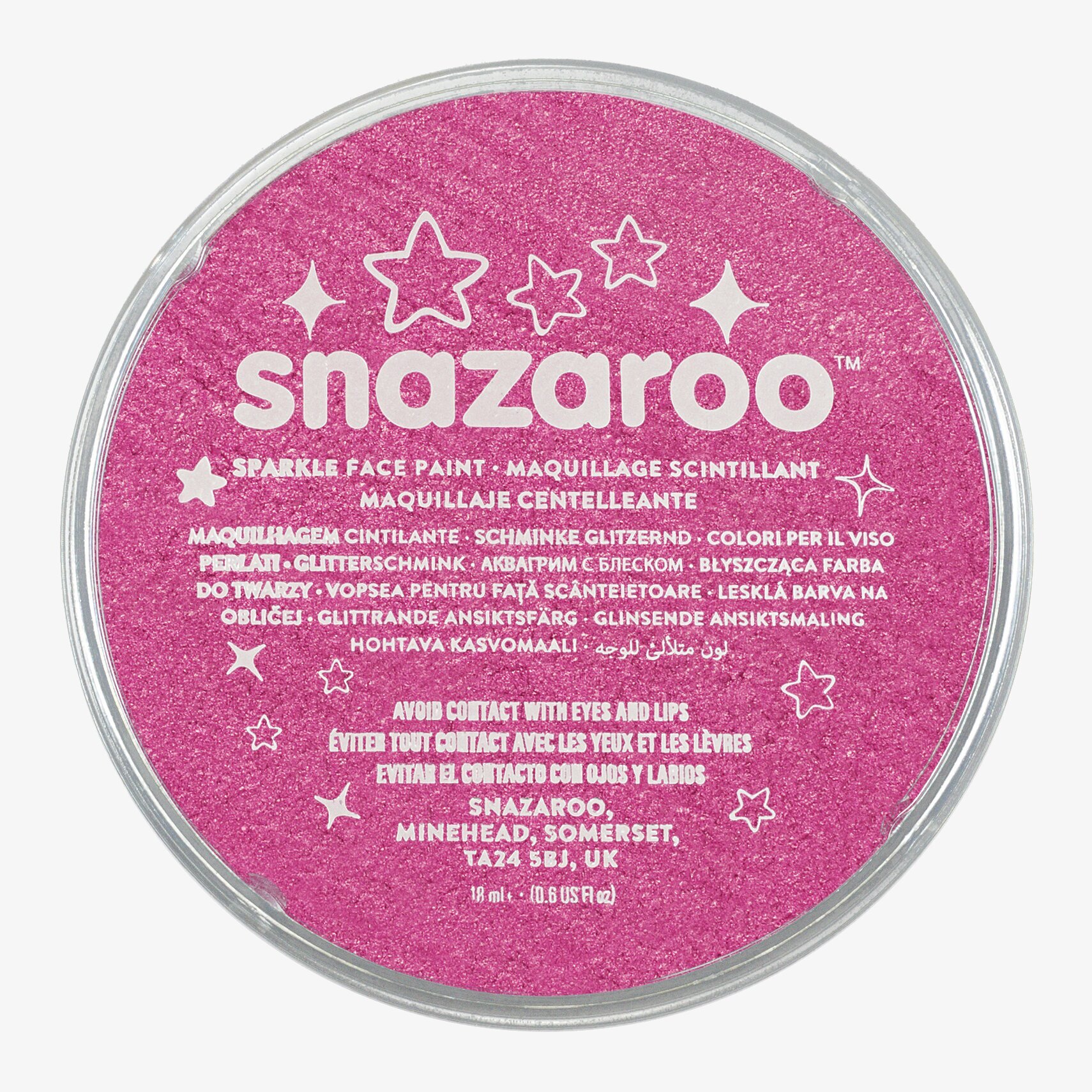 Ansiktsfärg Gnistrande rosa 18ml från Snazaroo i förpackning