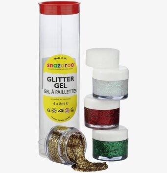 Bild av färgglad glittergel för kreativ kroppsmålning