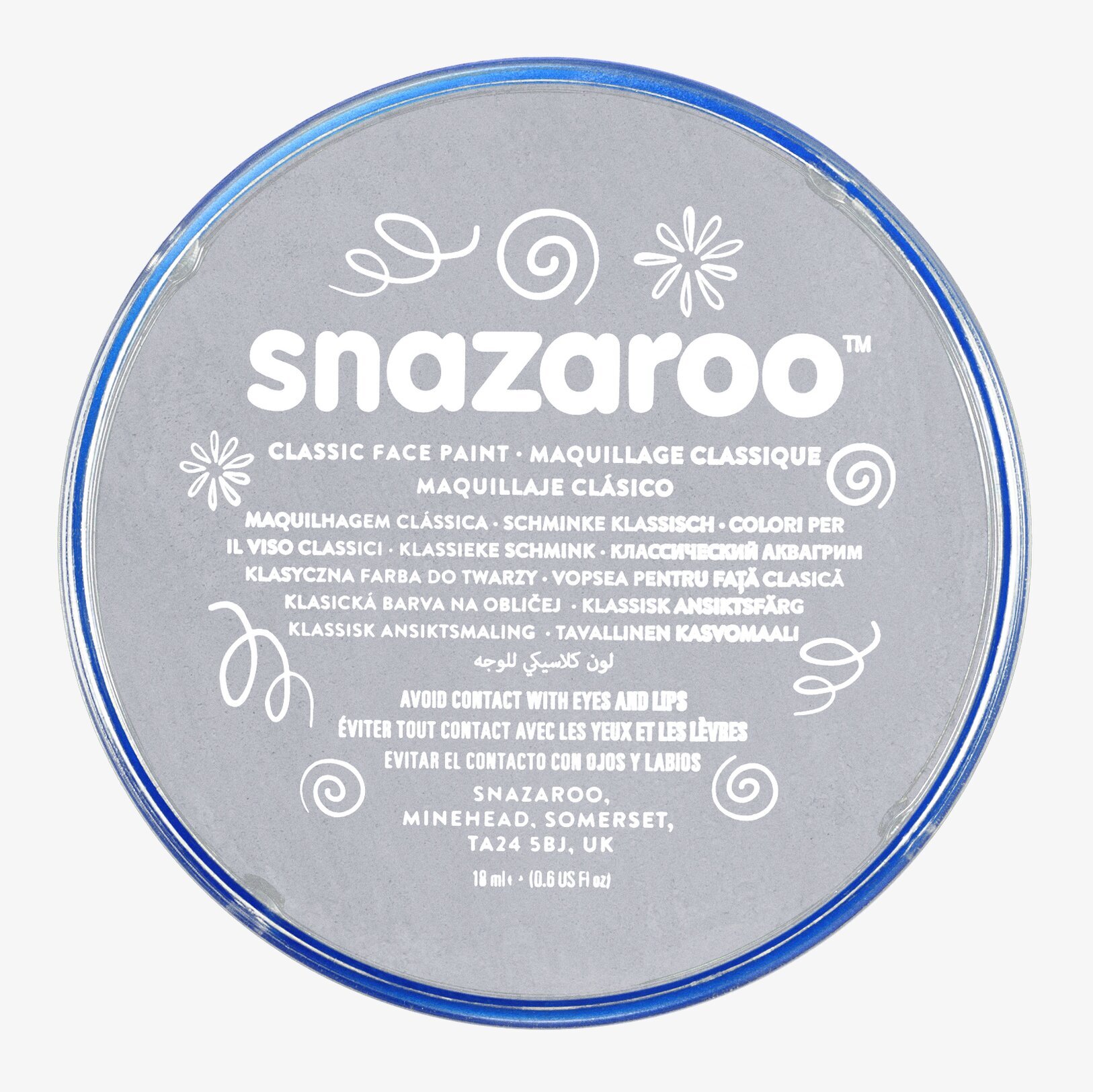 Ansiktsfärg Ljusgrå 18ml från Snazaroo i genomskinlig burk