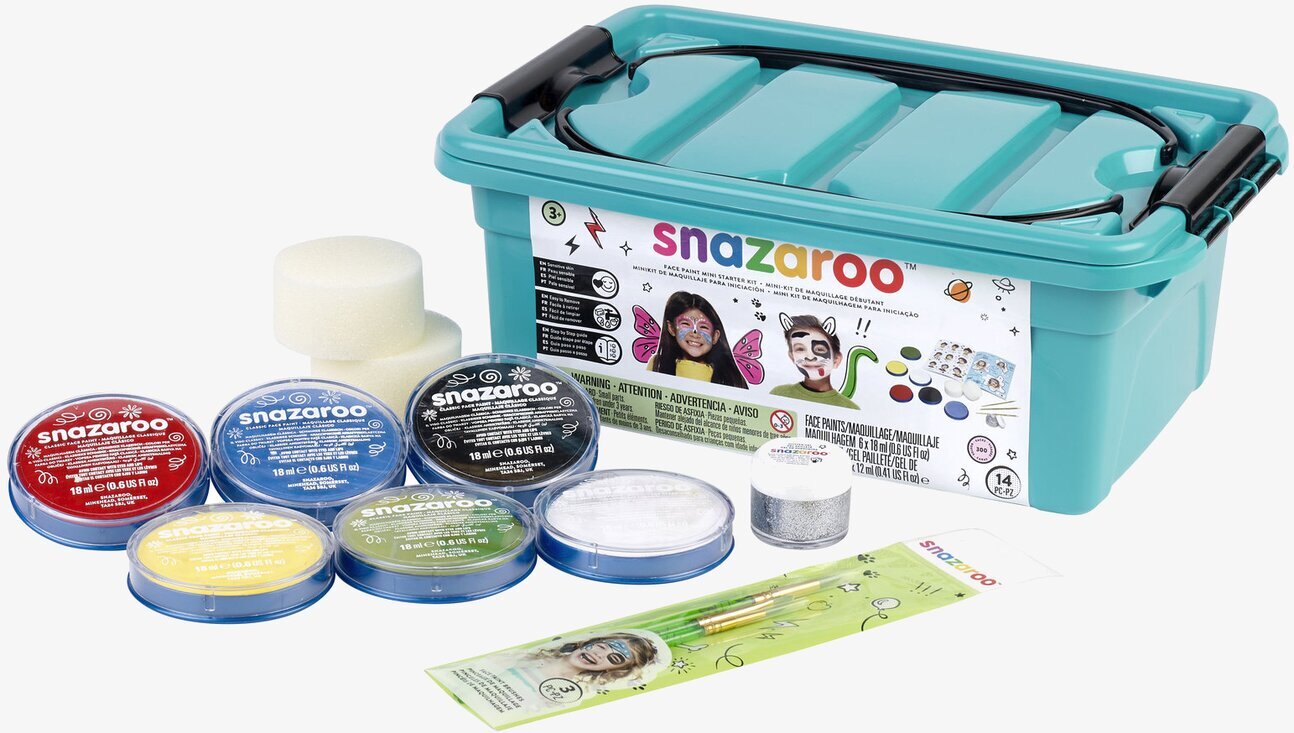 Bild av komplett ansiktsfärgspaket med tillbehör