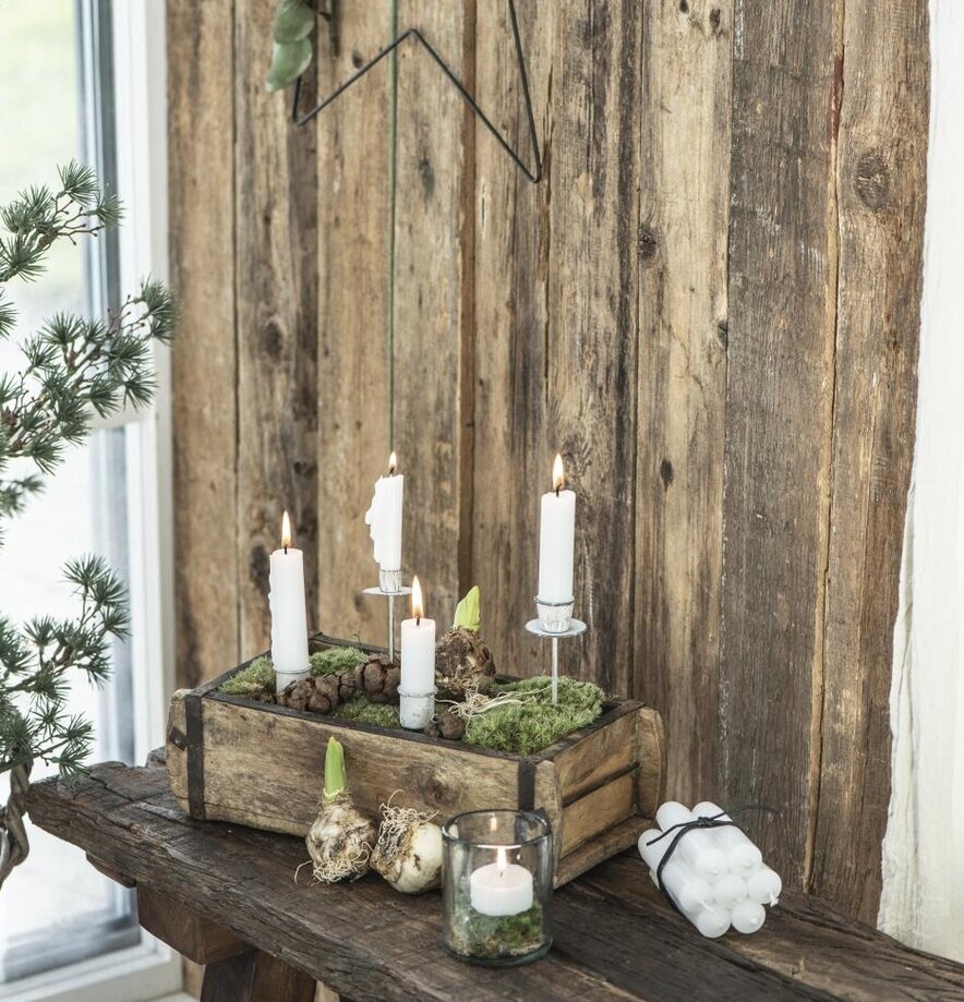 Murstensform - Enkel från IB Laursen med tända ljus