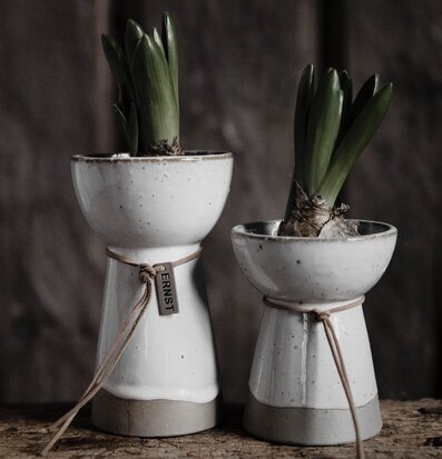 Bild av eleganta hyacintvaser i stengods med läderdetalj