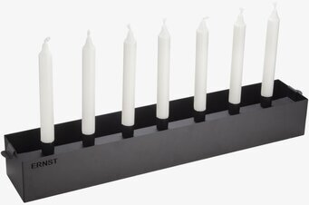 Bild av stilren ljusstake i mörk metall för sju ljus