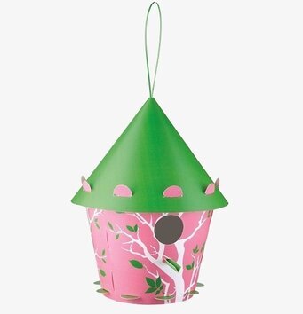 Bild av färgglad fågelholk med unik design och funktion