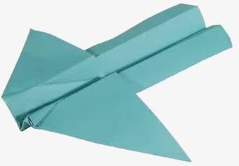 Bild av ett blågrönt origami-flygplan med precision