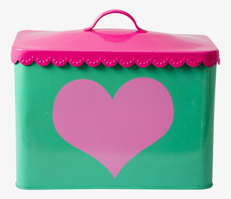 Bild av färgglad brödbox med hjärtdesign och rosa lock