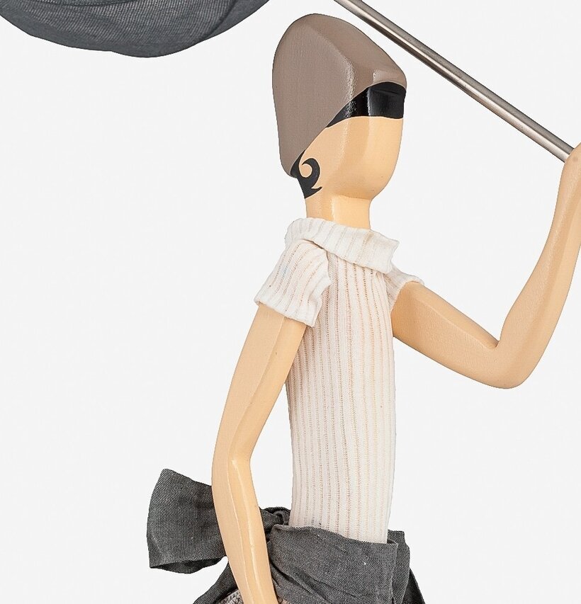 Bordslampa Vrisihida från Skitso, träfigur med paraply