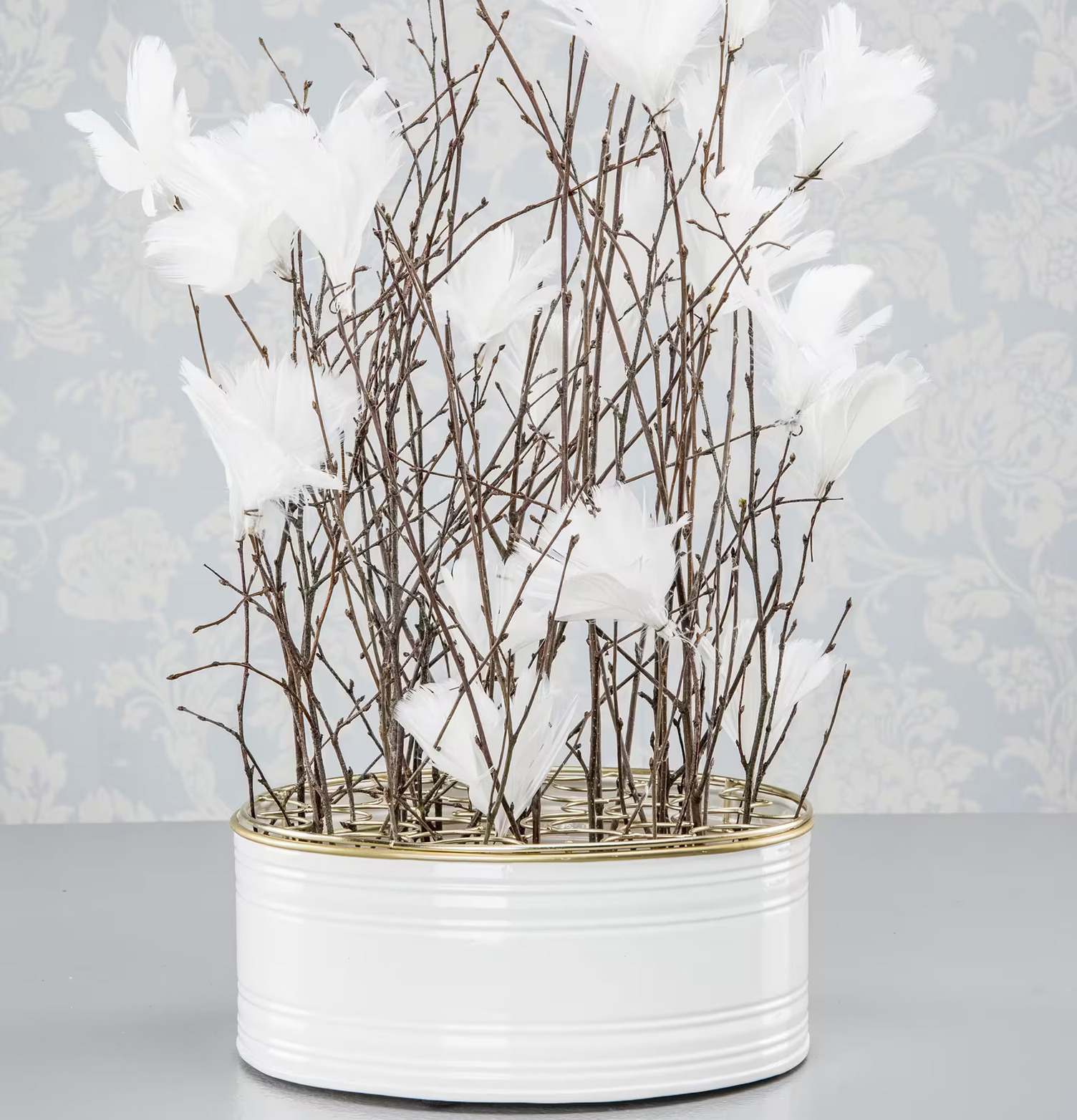 Fjäder/Tråd Blom Vit från A Lot Decoration i vit behållare