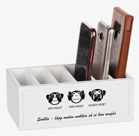 Bild av elegant vit trälåda för mobiltelefoner