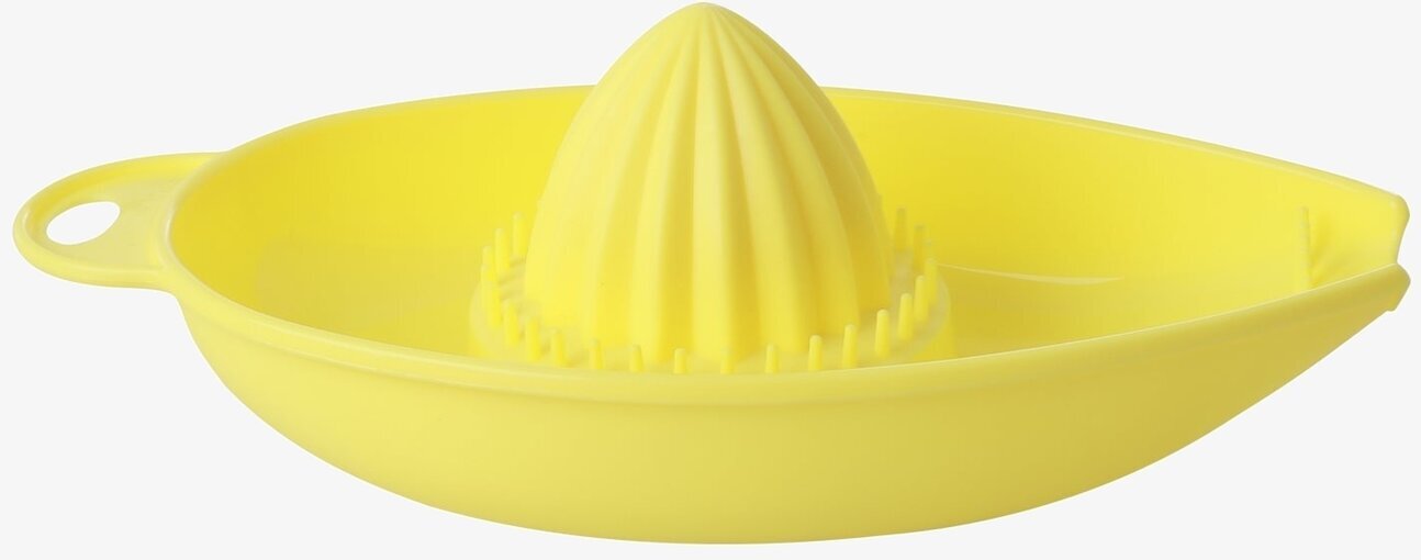 Bild av livfull gul citruspress med ergonomisk design