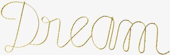 Bild av ljusskylt med ordet Dream i gyllene toner