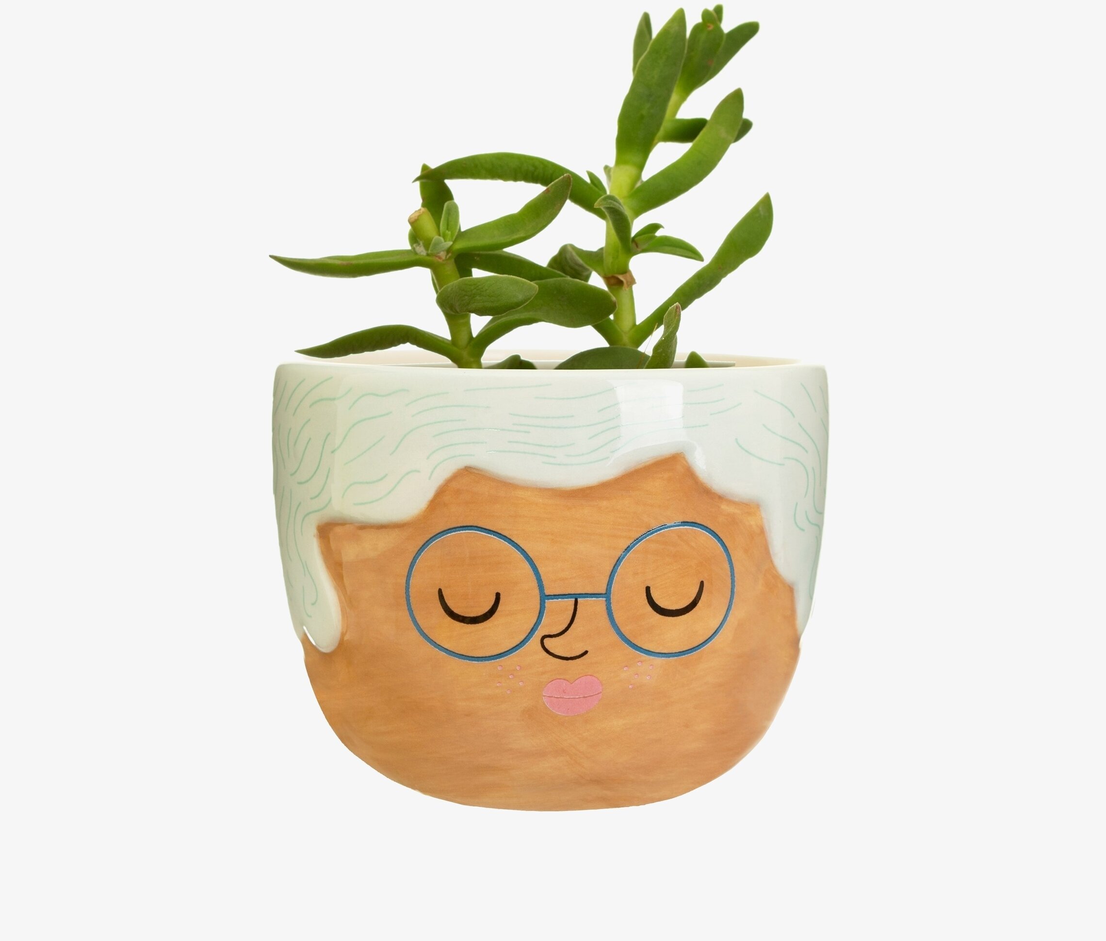 Kruka Mini Rose från Sass & Belle med ansikte och växt