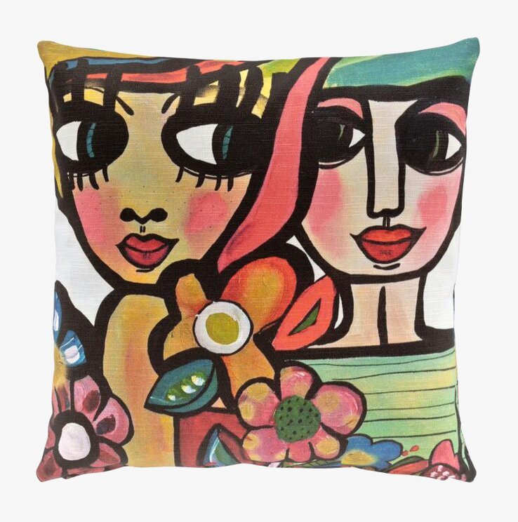 Kuddfodral Längtansfull från Dixie med färgglada ansikten