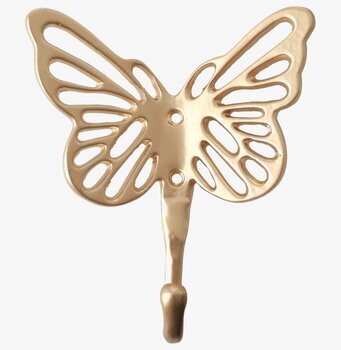 Bild av dekorativ väggkrok i metallisk fjärilsform