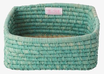 Bild av handgjord turkos förvaringskorg i flätat material