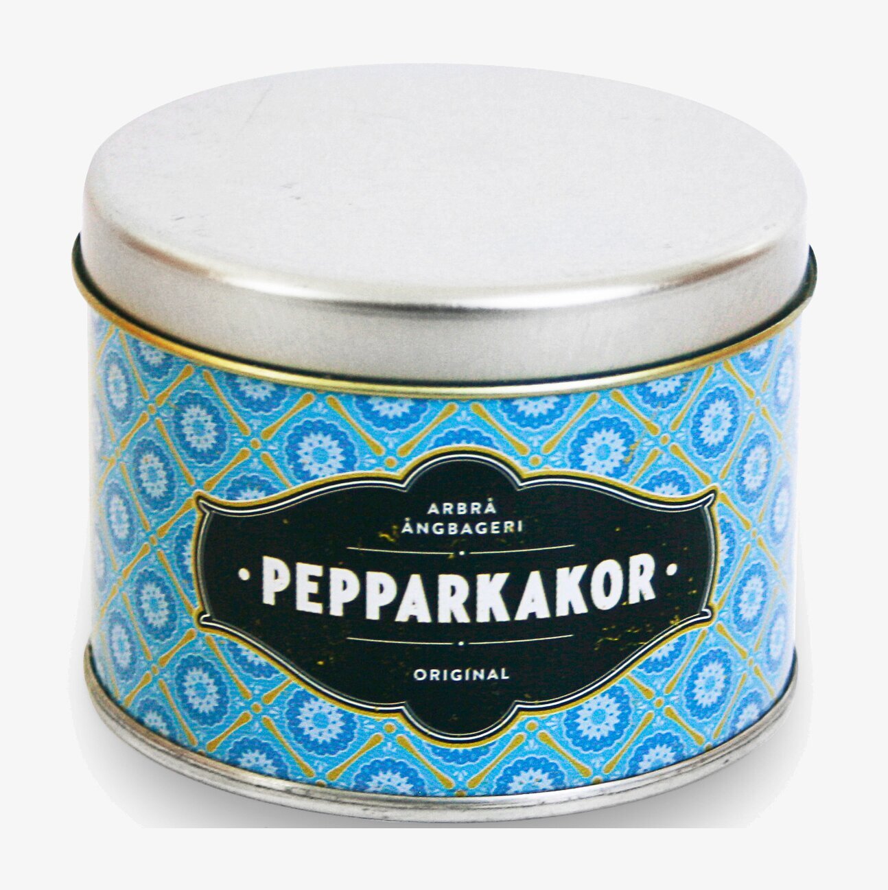 Bild av charmig plåtask med pepparkakor i blå design