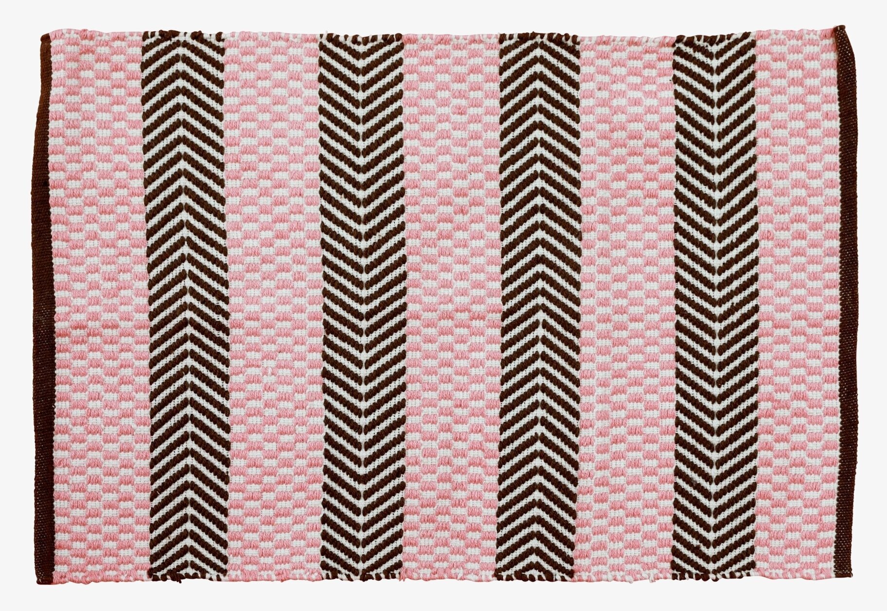 Matta Rosa/Brun Rice från Rice med rut- och sik-sakmönster