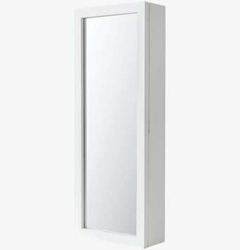 Bild av vitt nyckelskåp med spegel och minimalistisk design