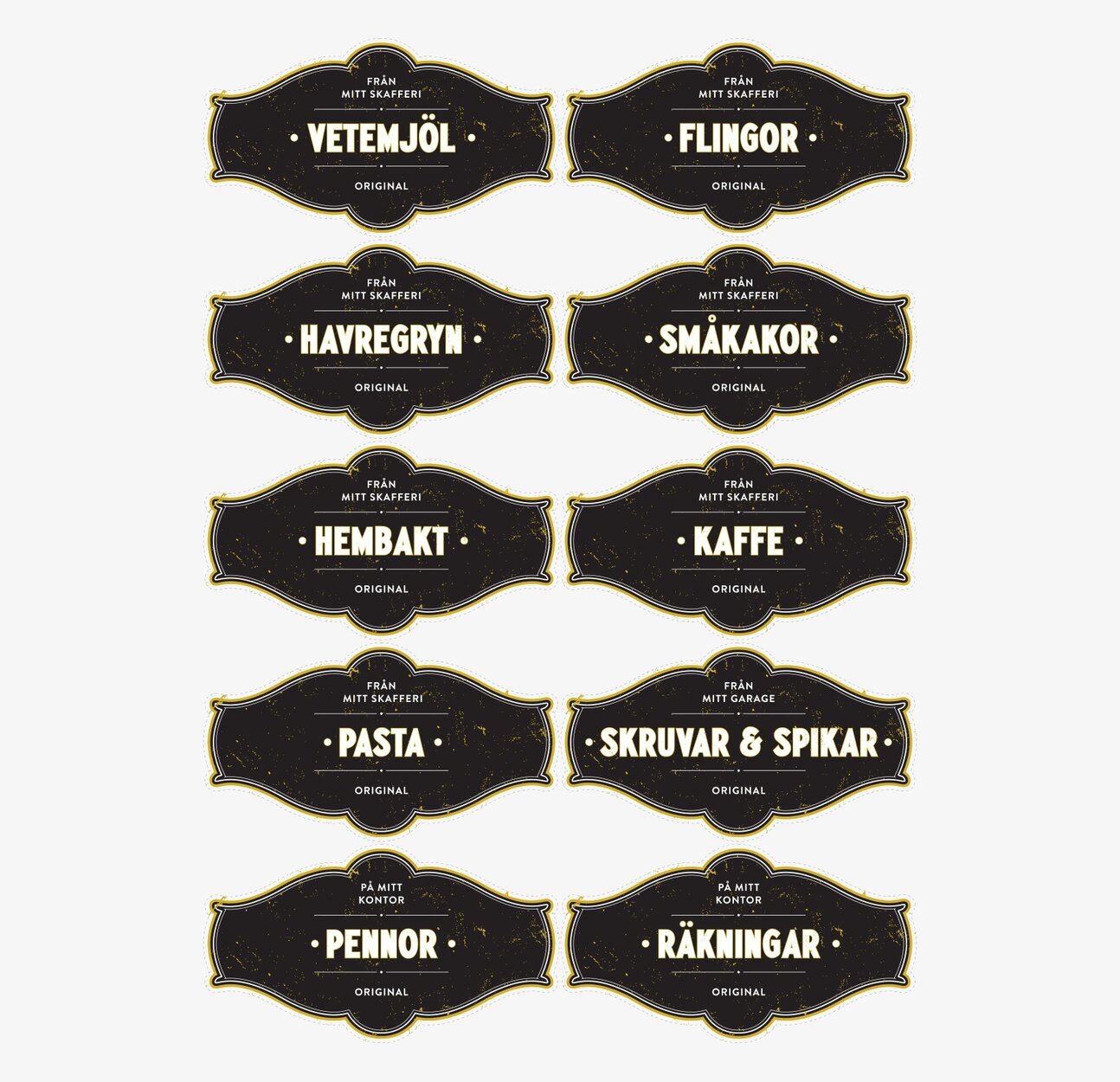 Bild av stilrena etiketter för hem- och kontorsorganisation