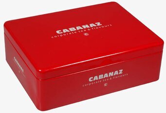 Bild av stilren röd tebox med modern förvaringsdesign