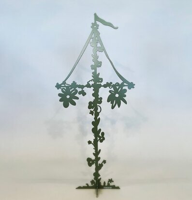 Bild av dekorativ grön midsommarstång i metall