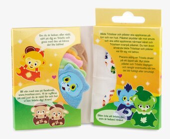 Bild av gosedjursplåster med färgglada och trygga motiv