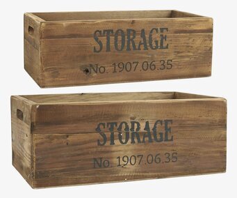 Bild av rustik trälåda med vintage-stil och handtag
