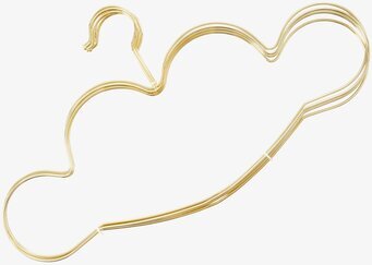 Foto av eleganta guldfärgade klädgalgar i molnform