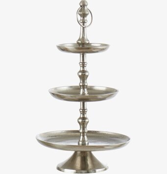 Foto av elegant och funktionellt kakfat i silver