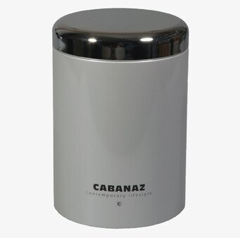 Bild av stilren stålgrå förvaringsburk med metallock