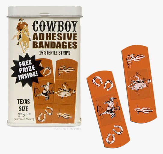 Bild av färgglada cowboyplåster med westernmotiv
