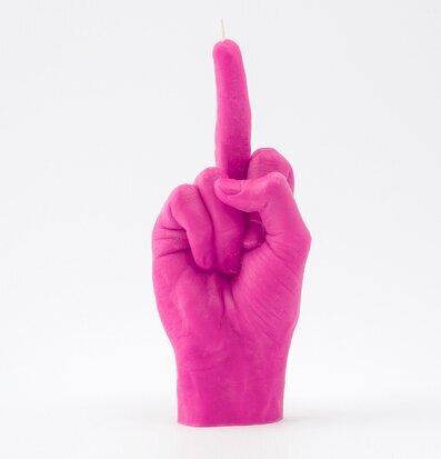 Bild av ett magentafärgat ljus i form av en hand