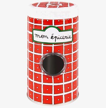 Bild av livfull och praktisk plåtburk för köksförvaring