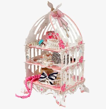 Bild av fantasifullt kakfat i form av en fågelbur