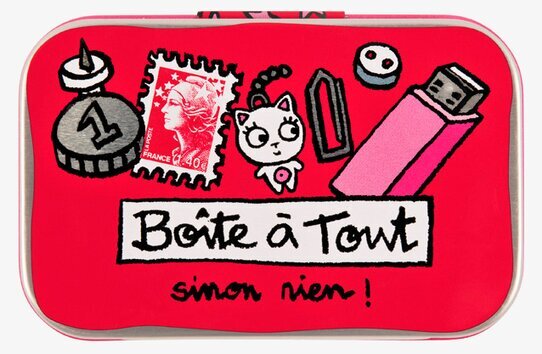 Plåtburk Allt smått rosa från Derriére la porte med motiv