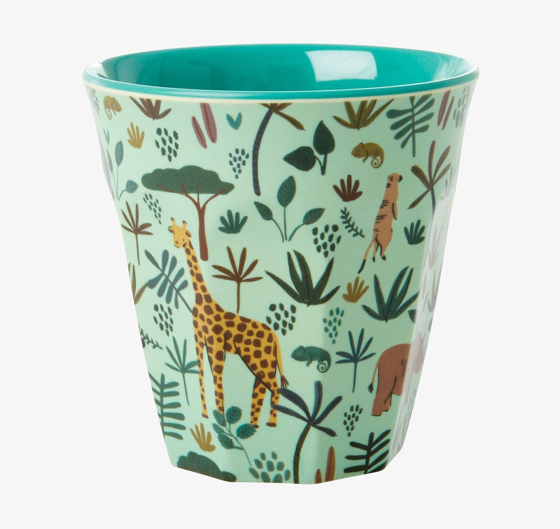 Mugg Jungle Animals Print Green från Rice med djungeldjur