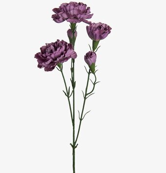 Bild av konstgjorda lila nejlikor i elegant arrangemang