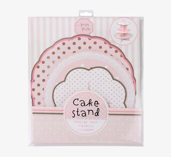Bild av elegant och lekfullt kakfat i rosa nyanser