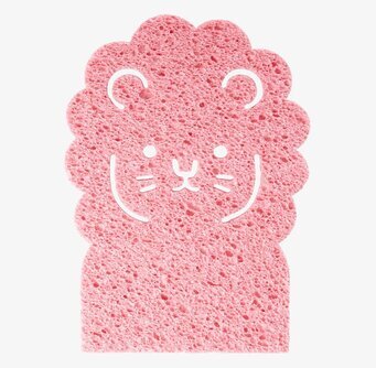 Bild av rosa lejonformad bad- och kökssvamp