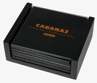 Bild av stilrena glasunderlägg i svart och orange design