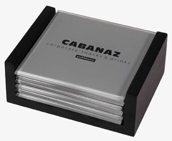 Bild av stilrena och praktiska glasunderlägg i hållare