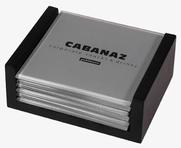 Bild av stilrena och praktiska glasunderlägg i hållare